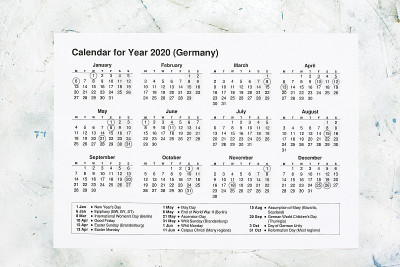 2020年德国国庆日日历