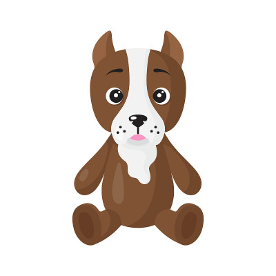 向量卡通坐狗的斗牛犬品种。