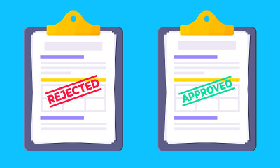 Rejected and approved credit or loan form with cli