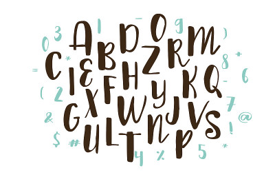 手写书法字体。向量字母表。手绘的信