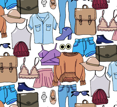 服装-向量背景时尚销售文字插图