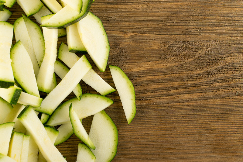 Chopped Zucchini on Wood