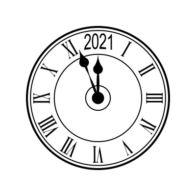 钟表上的2021年新年