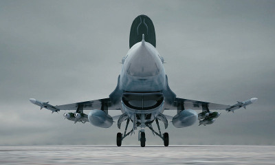 F - 16，美国军用战斗机。三维渲染