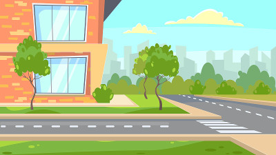 学校大楼附近道路说明
