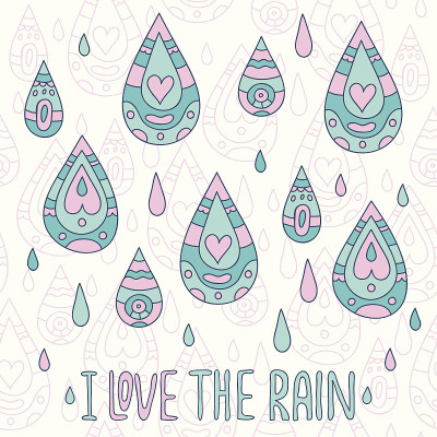 秋天贺卡我爱雨