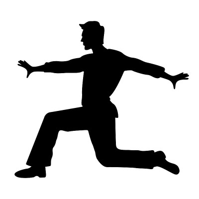 Silhouette of a man standing on one knee Isolated 