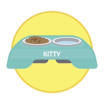猫食碗/宠物玩具配件。矢量图