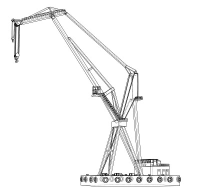 Floating crane. Vector