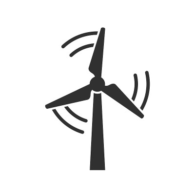 风力发电符号图标。风车生态能源标志标志形状。矢量插图形象。孤立在白色背景上。