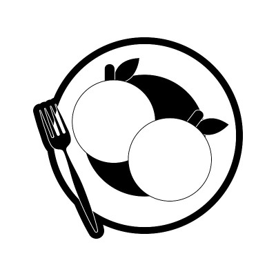 盘子与橙子矢量插图