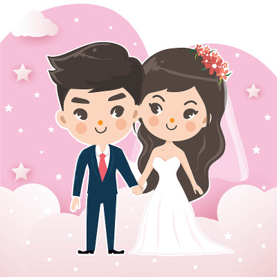 穿着婚纱的手牵手。
