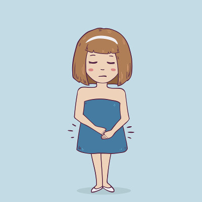 女人捂着肚子