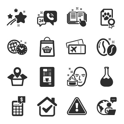 Set of Business icons, such as Coffee beans, Onlin