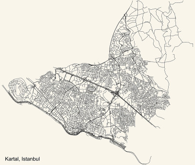 土耳其伊斯坦布尔Kartal区的街道路线图