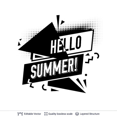 Summer season ad text in pop-art style.