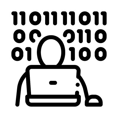 二进制代码图标矢量轮廓插图