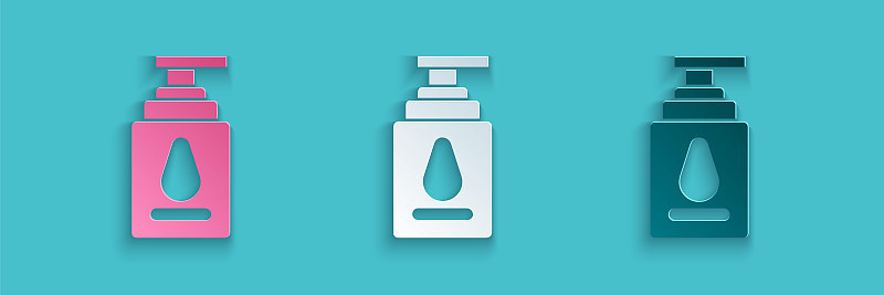 Paper cut Personal lubricant icon isolated on blue