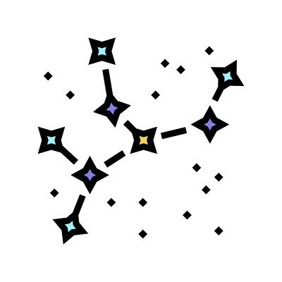 星座占星术彩色图标矢量插图