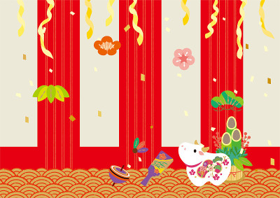 这是一张2021年的新年卡片。它有牛和好吃的东西