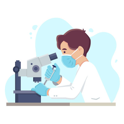 科学家使用显微镜