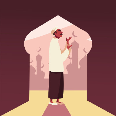 穆斯林在清真寺祈祷，斋月kareem