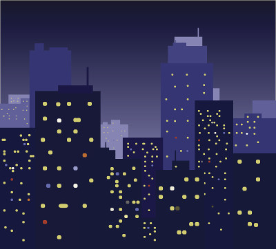 夜晚的城市背景。矢量图