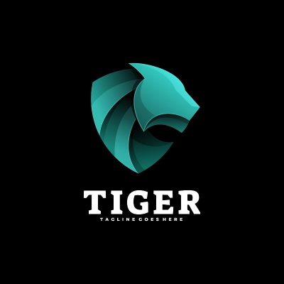 矢量插图老虎梯度彩色风格。
