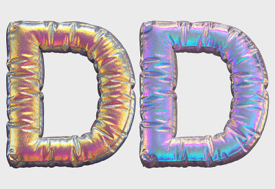 全息闪闪发光的字母表。字母D。