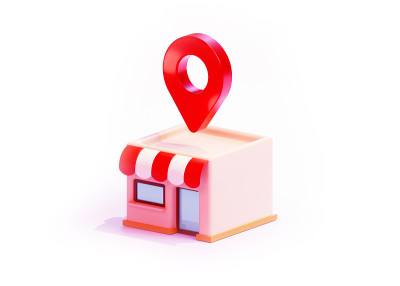 商店前面的白色背景3d渲染