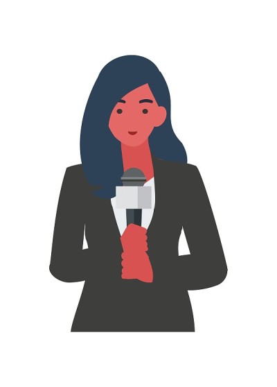 女播音员。简单的平面插图