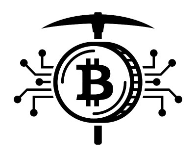 加密挖矿比特币电路和镐图标