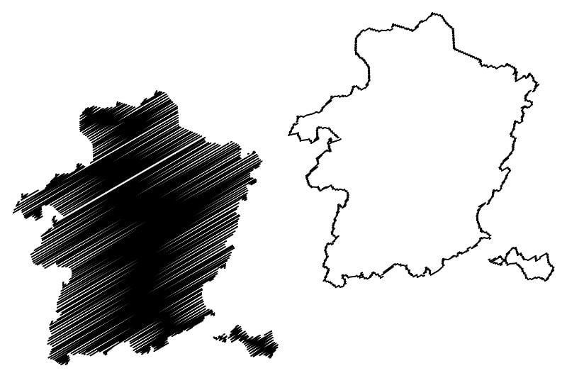 林堡省(比利时王国、比利时省、佛兰德斯大区)地图矢量插图，林堡地图草稿