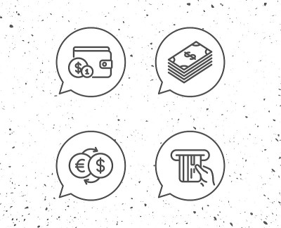 金钱，现金和钱包系列图标。硬币。