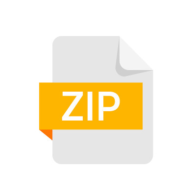 ZIP格式文件隔离在白色背景。