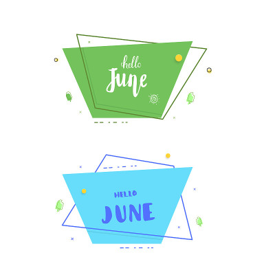你好6月横幅。矢量插图。