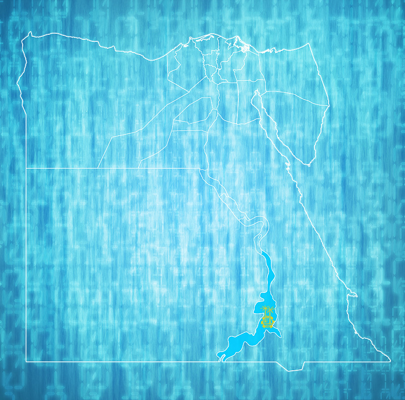 埃及地图上阿斯旺地区的旗帜