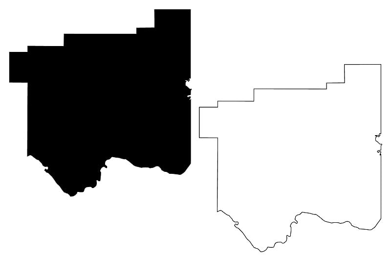 俄克拉何马州棉花县(美国俄克拉何马州棉花县，美国，美国)地图矢量插图，手绘棉花图