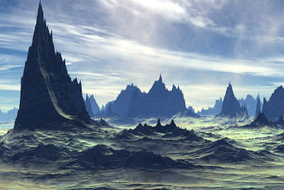 Alien Planet. Mountain. 3D rendering