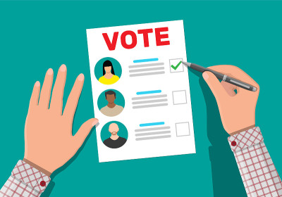 Ballot paper with candidates.