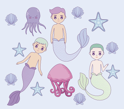 群雄美人鱼在海里