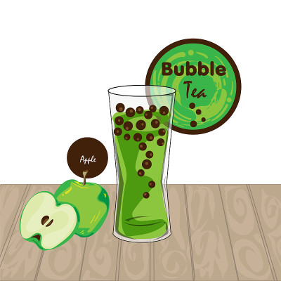 泡泡茶图案杯