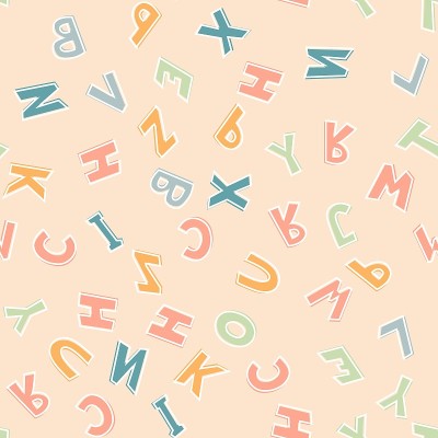 矢量插图。无缝图案的彩色英文字母