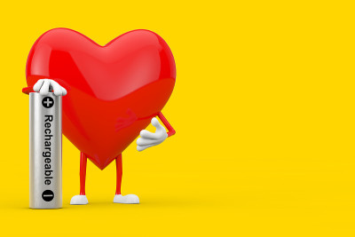 Red Heart Character Mascot with Rechargeable Batte