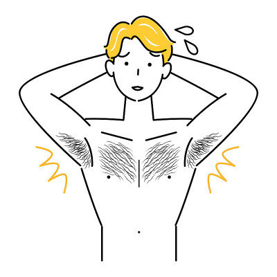 Cute man who cares about body hair with upper body