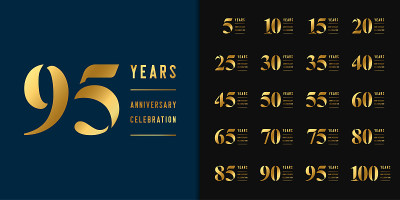 Set of anniversary logotype. Golden anniversary ce