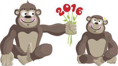 明信片猴年2016。