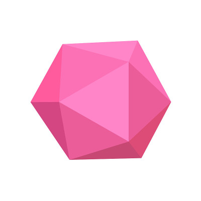 pink icosahedron basic simple 3d shapes isolated o