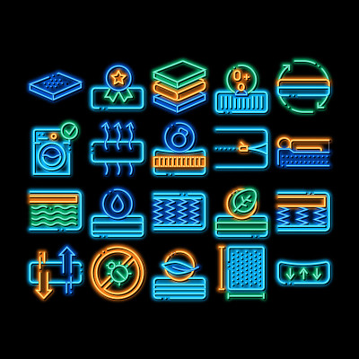 床垫整形霓虹灯图标插图