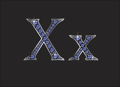 Xx蓝宝石宝石字体与银通道